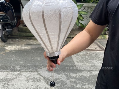 Lồng đèn vải Hội An Trắng lớn nhiều cỡ [Cao cấp - Vải gấm lụa] D20-40cm LDEN-VAI-09